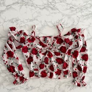H&M Floral Ruffle Sleeve Top